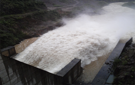 Nam Chien 2 hydropower dam after opening sand drain